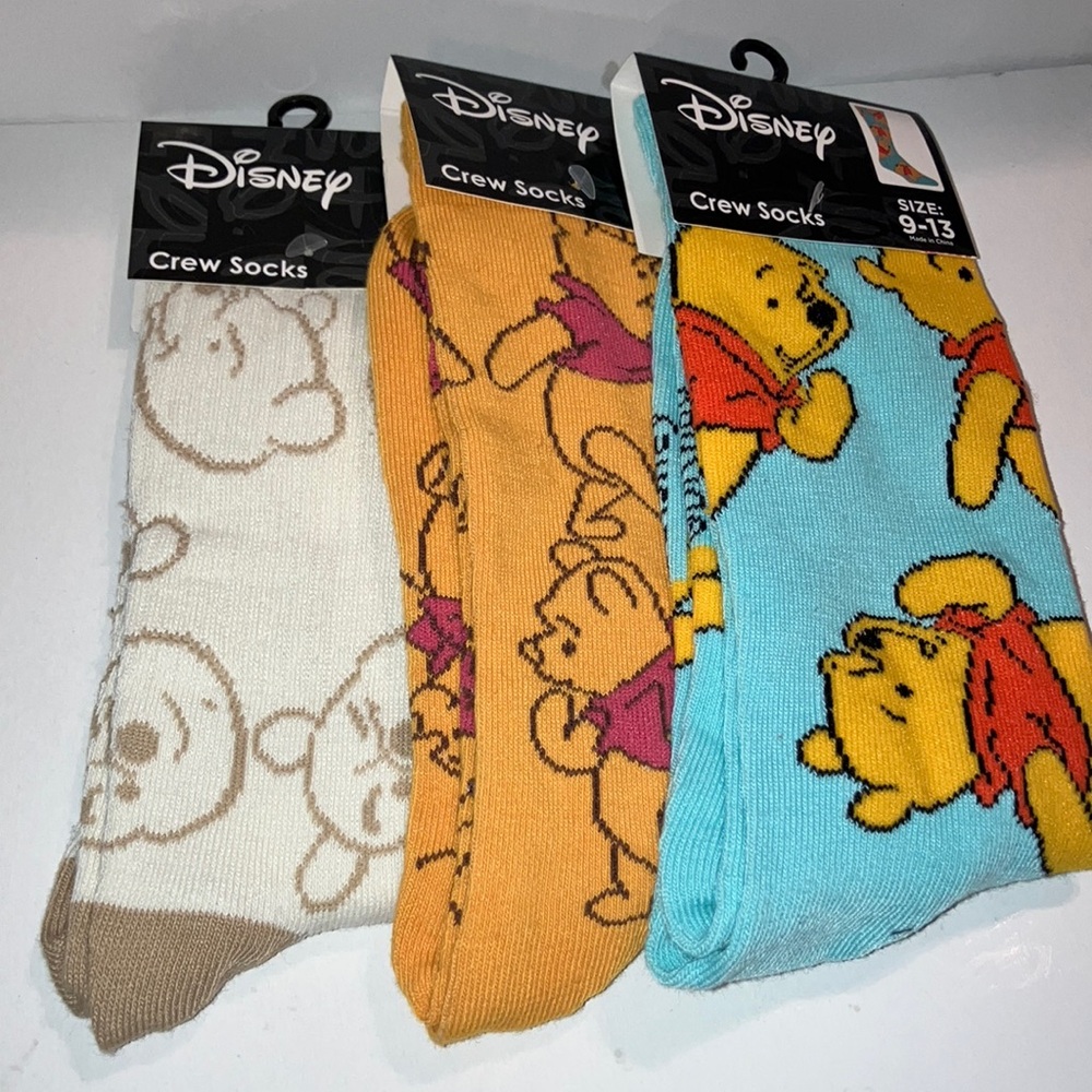 Disney Pooh‎ Bear Trio Socks - Cream, Orange, Blue